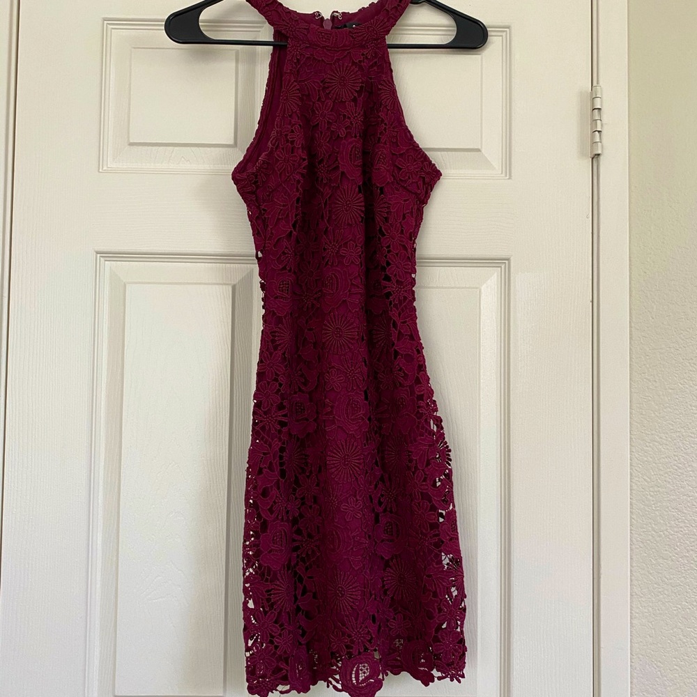 Lacey maroon dress